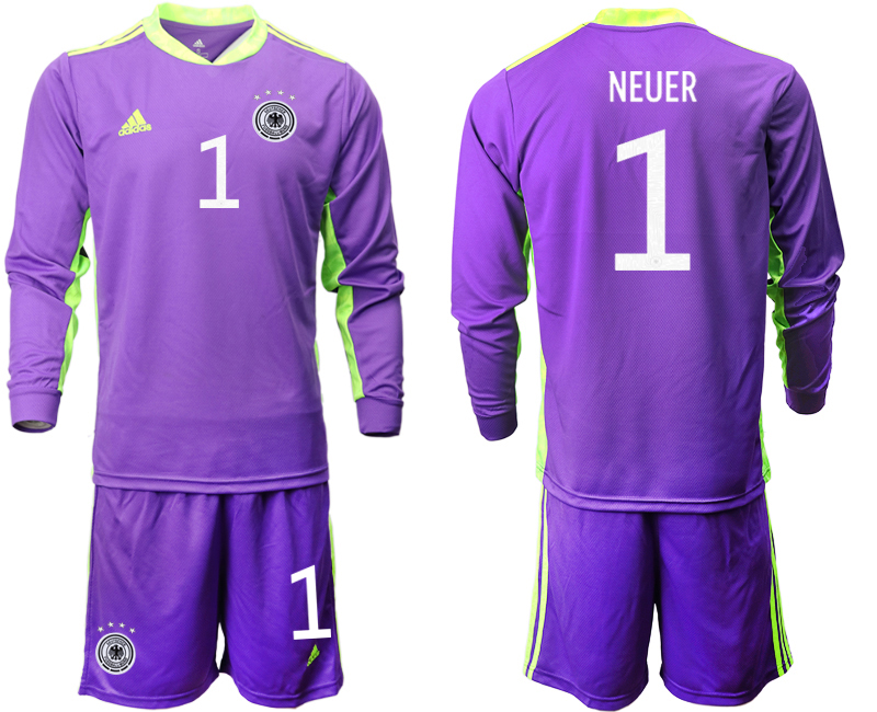 Men 2021 European Cup Germany purple Long sleeve goalkeeper #1 Soccer Jersey->germany jersey->Soccer Country Jersey